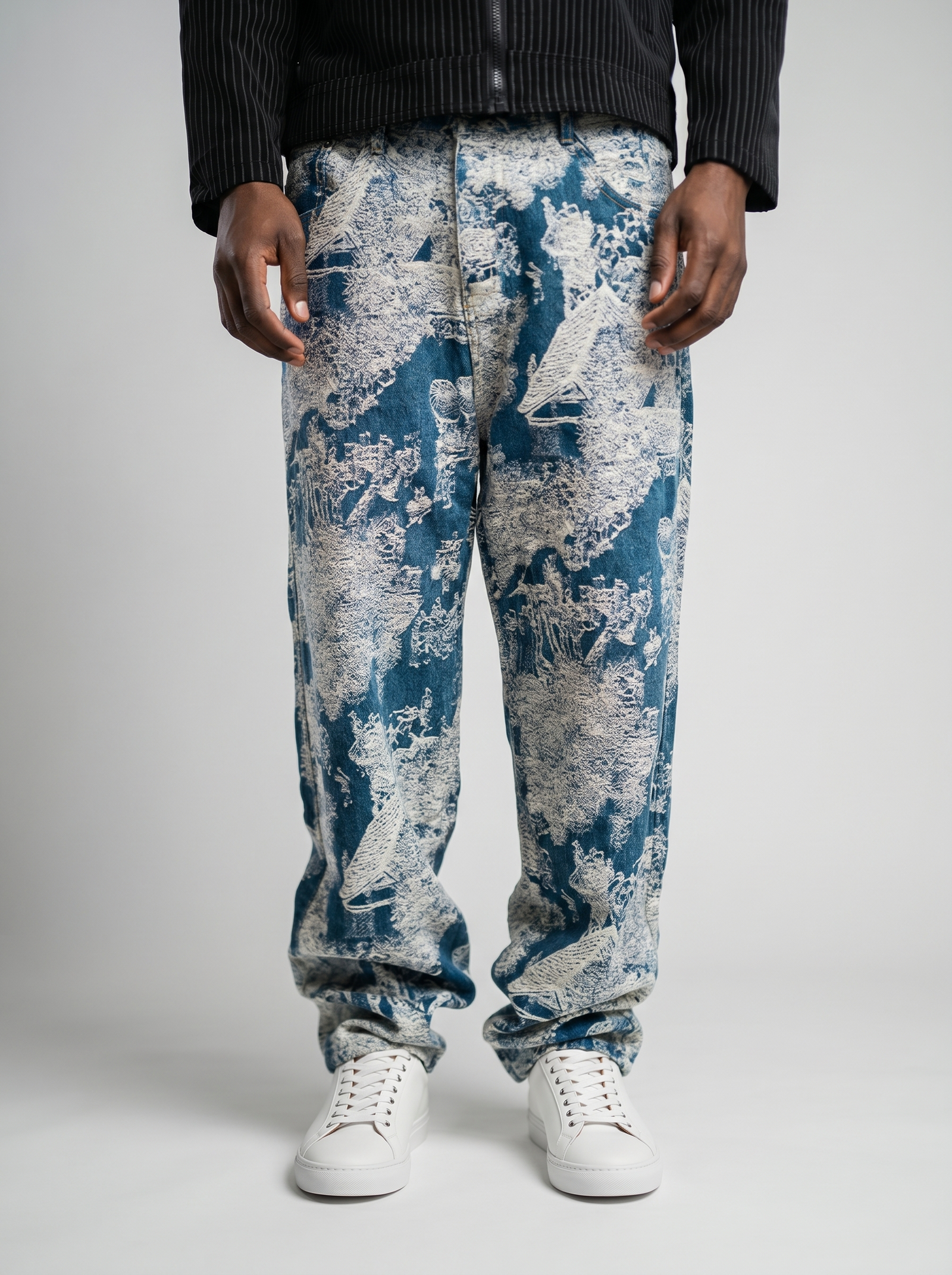Rain Flowers Oversized Light Wash Denim Jeans